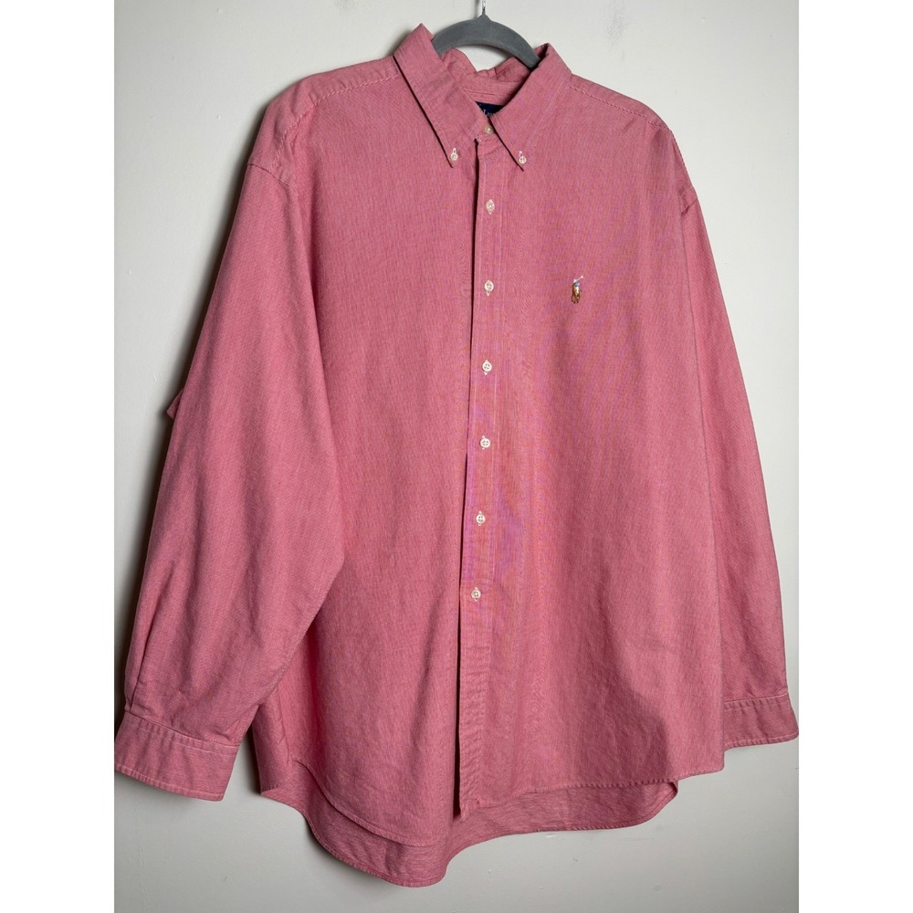 Ralph Lauren Mens Blake Button Down Shirt XXL Cotton Long Sleeve Preppy Logo